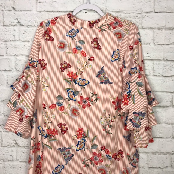 Karlie Striped Floral Insect MockNeck Stripe Dress - Picture 2 of 8